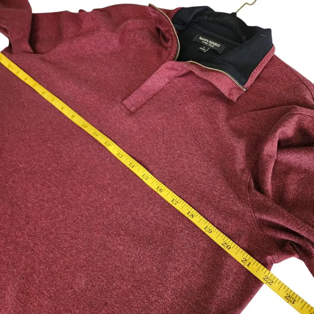 Banana Republic Mens Luxury Touch Half Zip Sweater Shirt Size Large Burgundy Red